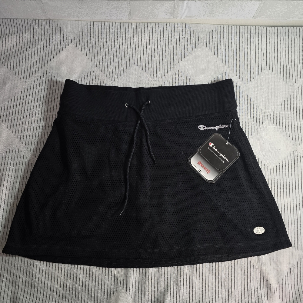 Champion Skort Shorts Black Activewear Golf Tennis Stretch Mesh Large NWT